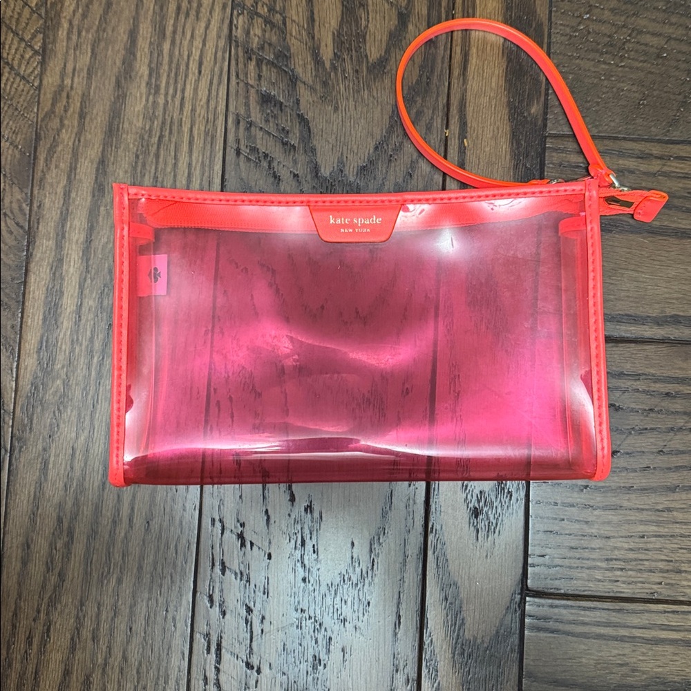 kate spade Pink and Coral Clear Market Tote with Zip Pouch - Picture 12 of 14